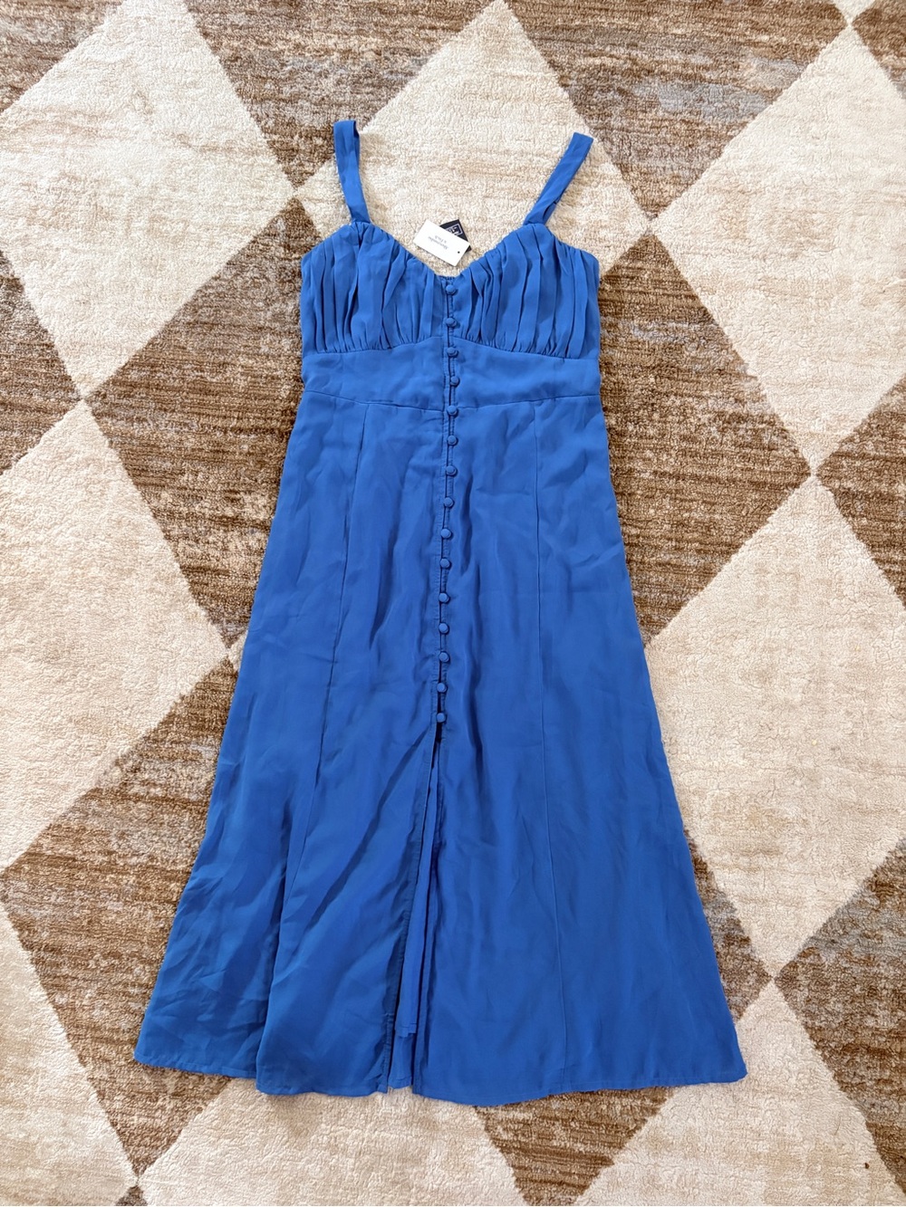 Abercrombie & Fitch Cobalt Blue Midi Dress with Button Front